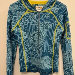 Title Nine Floral Blue and Yellow Zip-Up Sweater